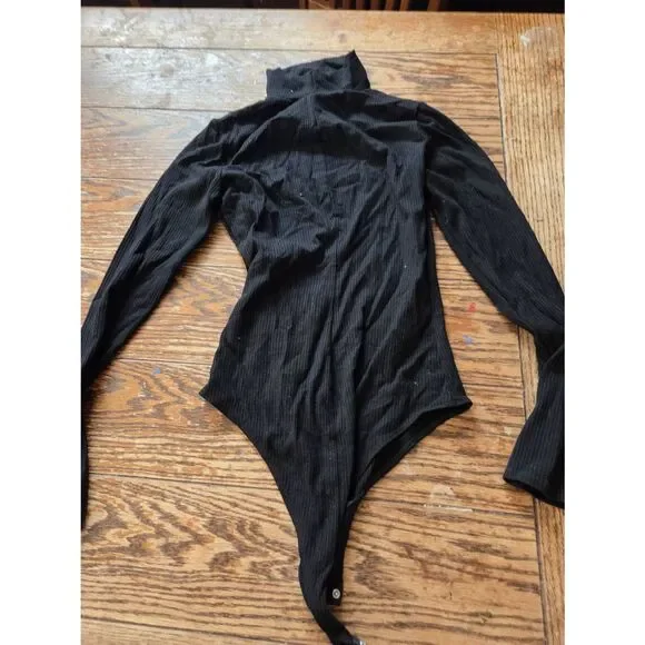REFORMATION Jem Black Keyhole Long Sleeve Bodysuit Size L - Picture 4 of 6